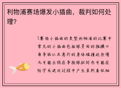 利物浦赛场爆发小插曲，裁判如何处理？